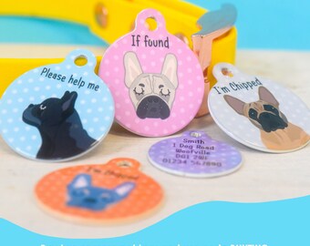 French Bulldog Dog ID Tags - Frenchie Dog Tag - French Bulldog Name Tag - Personalised Dog Tag - Personalized Dog Tag