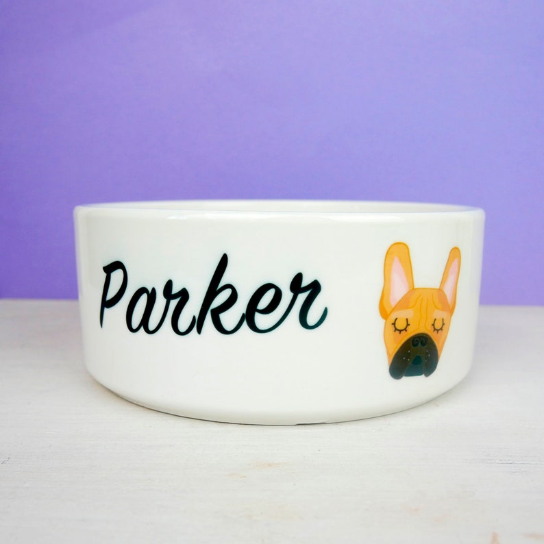 Personalised Frenchie Bowl Frenchie Dog Bowl Dog Feeding Bowl French Bulldog Bowl Personalised Dog Bowl Gift Dog Food Bowl