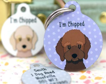 Custom Poochon Dog ID Tag Cute