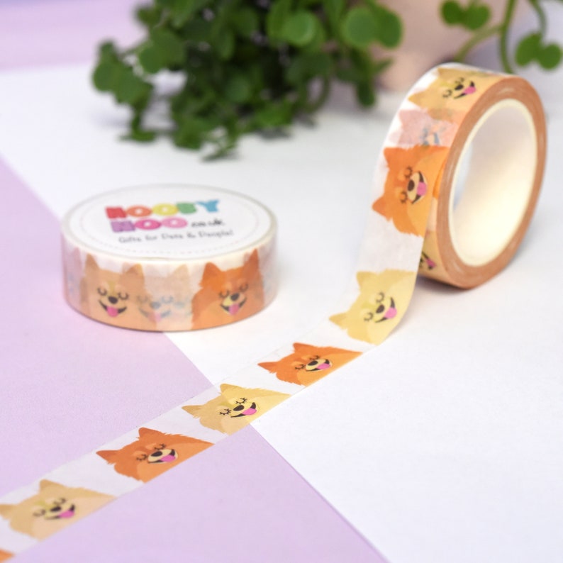 Pomeranian Dog Washi Tape, Eco friendly Tape, Stationery, Bullet Journal, Planner, Decorative Tape, Scrapbooking, Dog, Dogs image 6