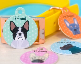 French Bulldog Custom Pet ID Tag, Personalised Frenchie Dog Name Tag