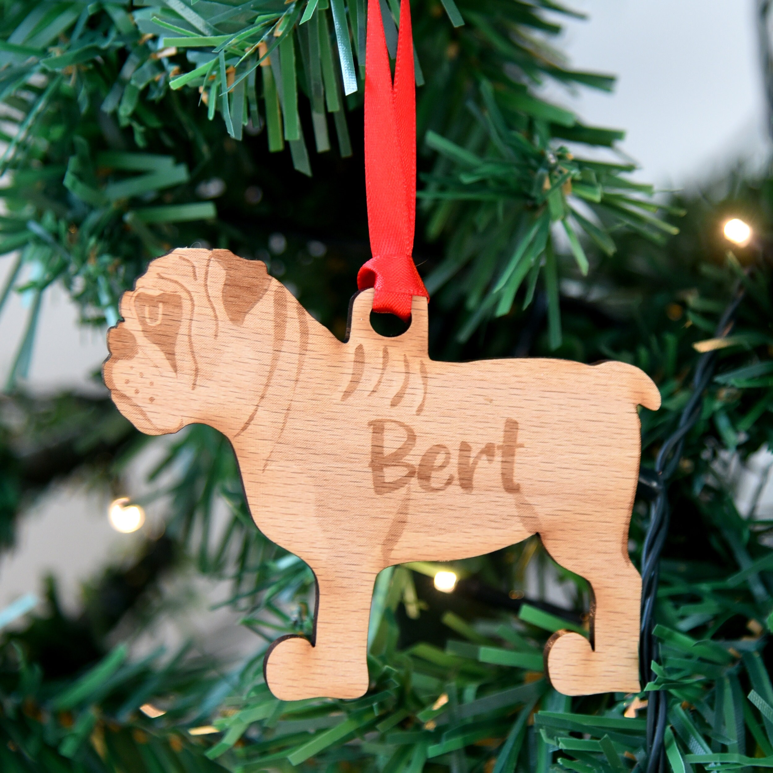 Christmas Dog Decorations English Bulldog Wooden Decoration Etsy UK