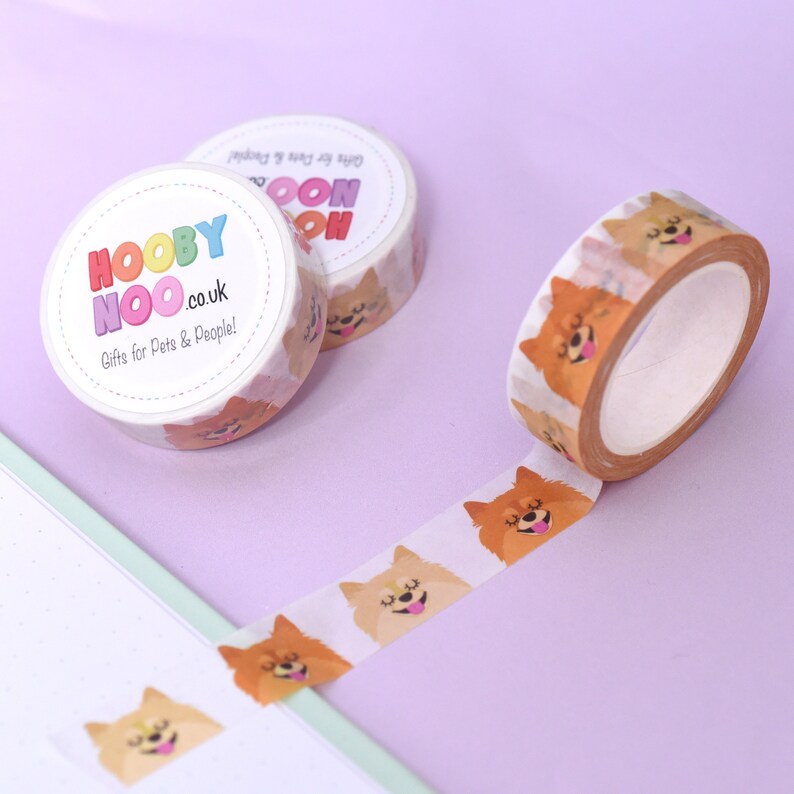 Pomeranian Dog Washi Tape, Eco friendly Tape, Stationery, Bullet Journal, Planner, Decorative Tape, Scrapbooking, Dog, Dogs image 3