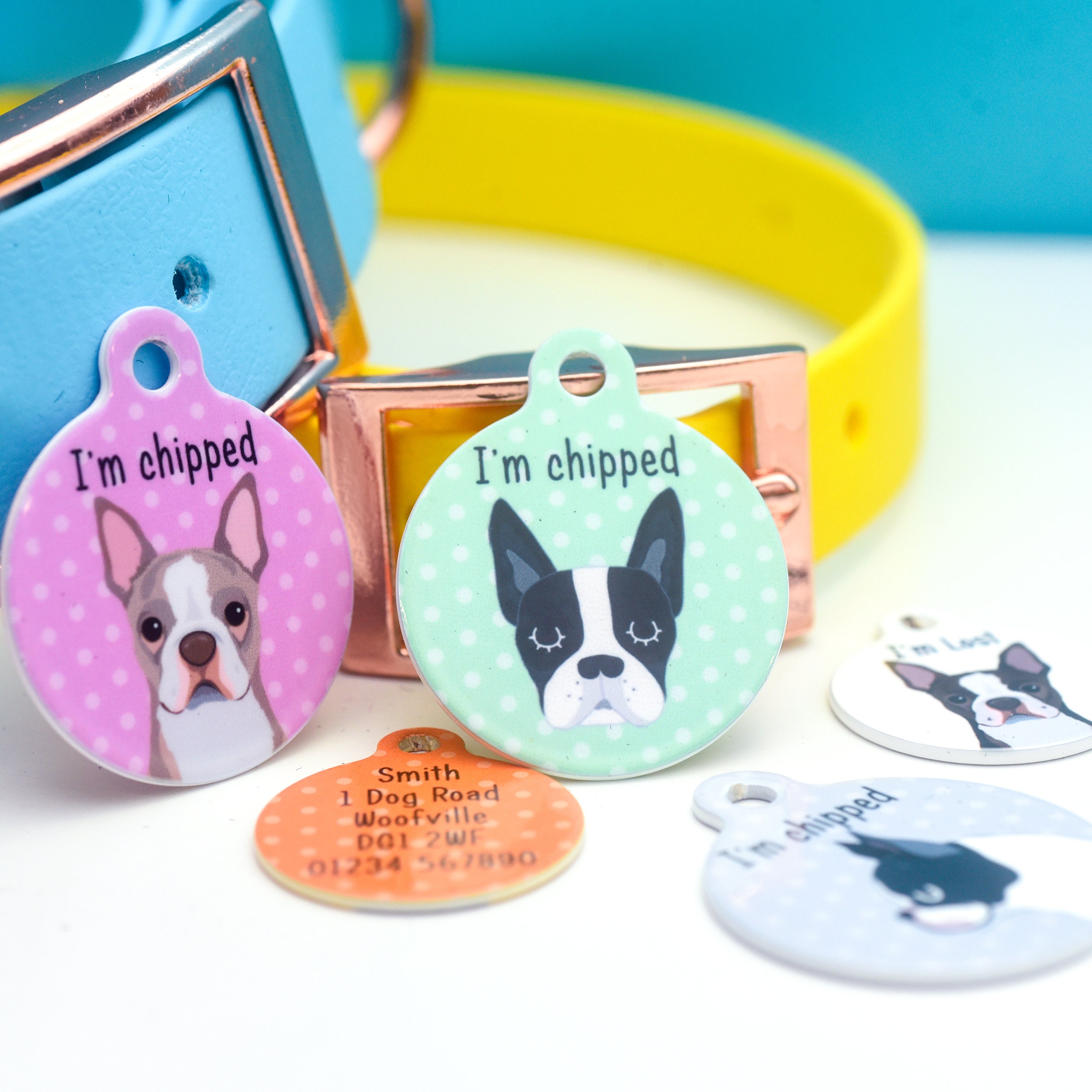 Boston Terrier Dog Name Tags - Dog Collar Tag - Personalized Dog Tag - Dog Tags Engraved - Dog ID Tag - Dog Name Tag - Dog ID