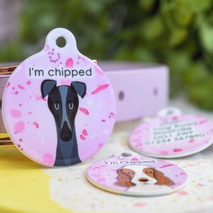 Dog Tag Custom Dog ID Tags Cherry Blossom Dog Tag Dog Collar Tag Personalized Custom Dog Collar Dog ID Tag Dog Name Tag Colourful Pet Tag image 2