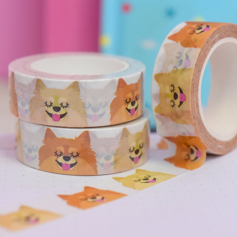 Pomeranian Dog Washi Tape, Eco friendly Tape, Stationery, Bullet Journal, Planner, Decorative Tape, Scrapbooking, Dog, Dogs image 10