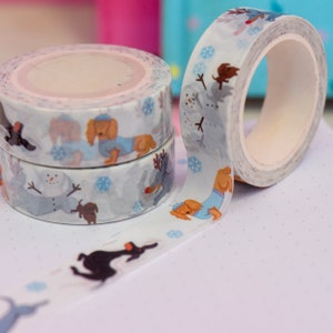 Invierno Dachshund Washi Tape 10m rollo de cinta boda Scrapbooking diario decoración planificador accesorios manualidades de papel Kawaii Washi Tape lindo imagen 6