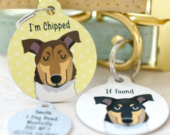 Smooth Collie Custom Dog Tag for Dog Collars with your contact details