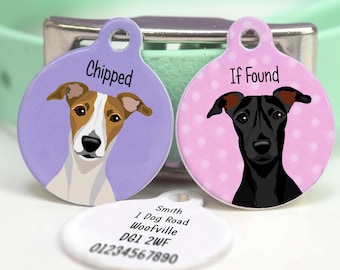 Whippet Dog Tag Aluminium Name Disc Collar ID Tags Personalised
