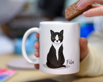 Custom Cat Mug, Cat Illustration, Cat Lover Gifts