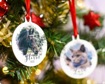 Personalised Pet Photo Christmas Ornament, Pet Memorial Bauble