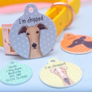 Greyhound Dog ID Tag Waterproof Custom Pet Collar Charm