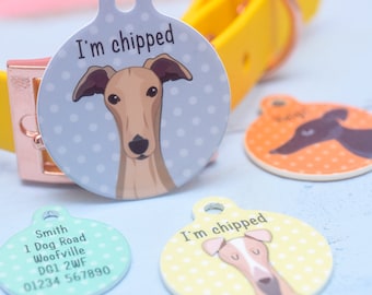 Greyhound Dog ID Tag Waterproof Custom Pet Collar Charm