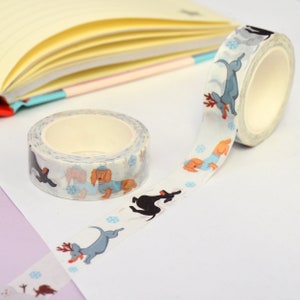 Invierno Dachshund Washi Tape 10m rollo de cinta boda Scrapbooking diario decoración planificador accesorios manualidades de papel Kawaii Washi Tape lindo imagen 5