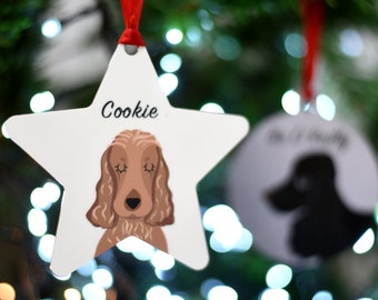 Dog Christmas Decorations - Cocker Spaniel Christmas Decoration Personalised - Dog Bauble - Dog Christmas Star - Dog Christmas Decoration