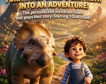 Personalized Dinosaur Birthday Invitation Video, Custom Animation (Digital Video)