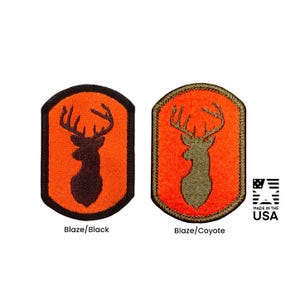 Hirschjagd-Aufnäher (3x2, orange), gesticktes Gewehrabzeichen, Jagdgeschenk für ihn