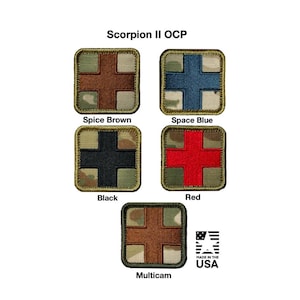 Medicinskt korsmärke | Scorpion II OCP 2X2 Broderat första hjälpen, tillverkat i USA