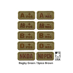 Blood Type Patch 1x2 OCP | A B AB O Pos Neg | 100% Embroidered | Hook Back | Made in USA