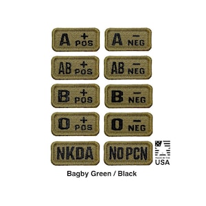 Blood Type Medical Patch - OCP Gear Tactical Patch - 1x2 Embroidered with Hook Backing