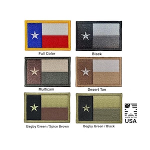 Texas State Flag Morale Patch - 2x3 Hook Back Tactical Patch - Made in USA