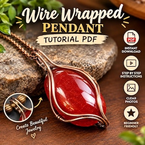 Wire Wrapped Cabochon Pendant Tutorial PDF | Beginner Wire Wrapping Jewelry Pattern