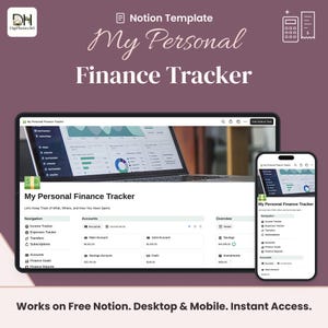 Notion Personal Finance Tracker 2027, Budget Template, Income & Expense Log, Savings Goals, Accounts, Transfers, Subscriptions