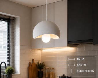 Einzelpendelleuchter in Betonoptik, Boho-Stil, modern-rustikal (LED-Leuchtmittel inklusive).