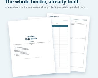 Teacher Data Binder Printable | Student Data Tracker, Assessment & Progress Monitoring Forms, Attendance, Parent Contact Log