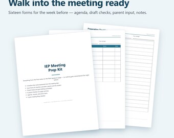 IEP Meeting Prep Kit | IEP Binder Printables, Agenda, Parent Friendly Summary, Teacher Input Forms, Meeting Notes & Filing Checklist