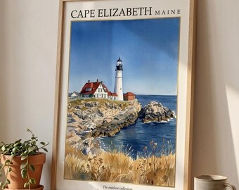 Portland Head Light Print, Cape Elizabeth Maine Coastal Art (Digital Download)