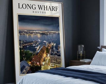 Long Wharf Boston Print, Harbor Skyline Wall Art (Digital Download)