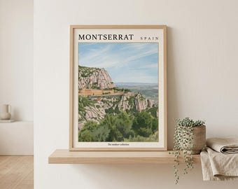 Montserrat Spain Print, Monastery Mountain Wall Art (Digital Download)