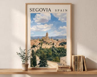 Segovia Spain Print, Spanish Cathedral Old Town Travel Poster, Europe Wall Art Decor (Digital Download)