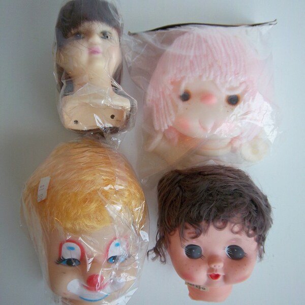 Doll Making Heads Parts Lot Clown Hong Kong Vintage
