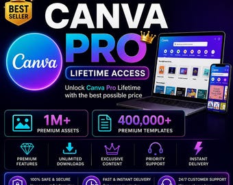 Acceso de por vida a Canva Pro / Más de 1 millón de recursos, más de 400 000 plantillas