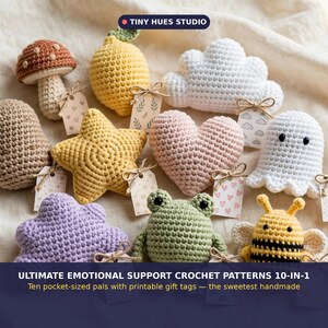 Ultimate Emotional Support Crochet Patterns 10-in-1 | Amigurumi Plushie Bundle with Gift Tags | Instant Download