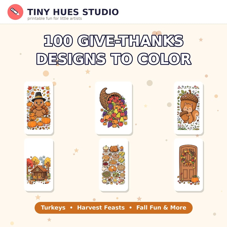 Thanksgiving Coloring Pages for Kids, 100 Printable Pages With Color ...