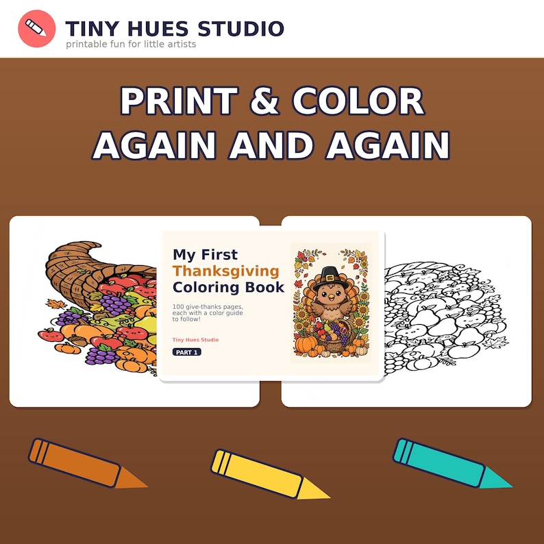 Thanksgiving Coloring Pages for Kids, 100 Printable Pages With Color ...