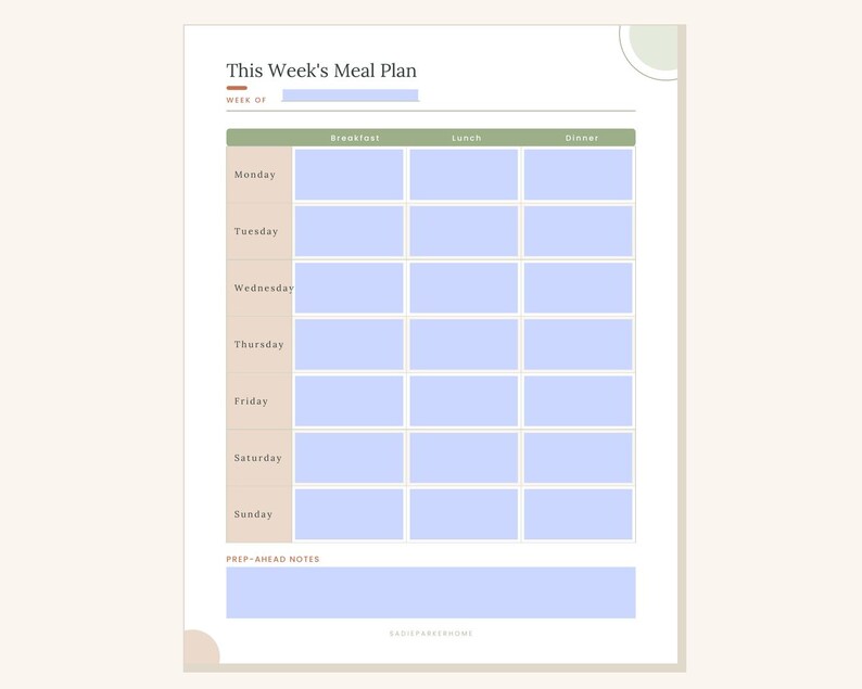 Weekly Meal Planner PDF, Grocery List, Pantry Inventory (fillable ...