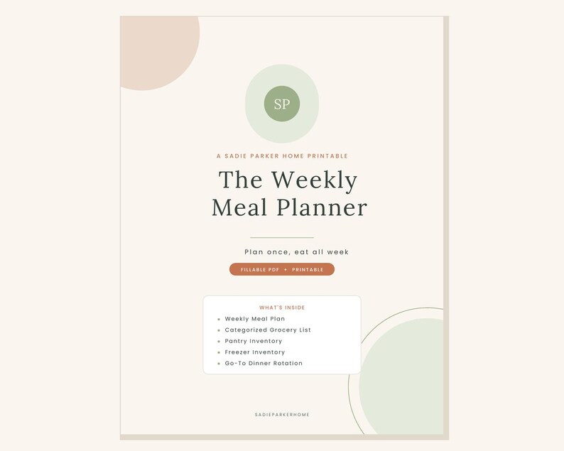Weekly Meal Planner PDF, Grocery List, Pantry Inventory (fillable ...