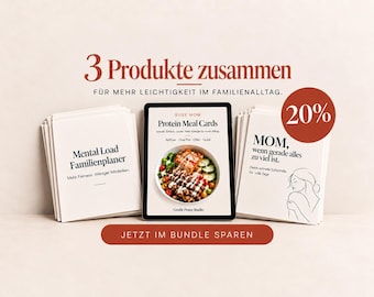 Digital Family Planner & Home Organization Mama Bundle – Mental Load Planner, 33 High Protein Recipe Cards, Instant Mindfulness Help PDF