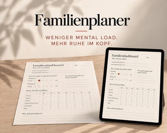 Mental Load Family Planner (digital and screen-free PDF) – Family Organizer: Making care work visible & distributing tasks fairly