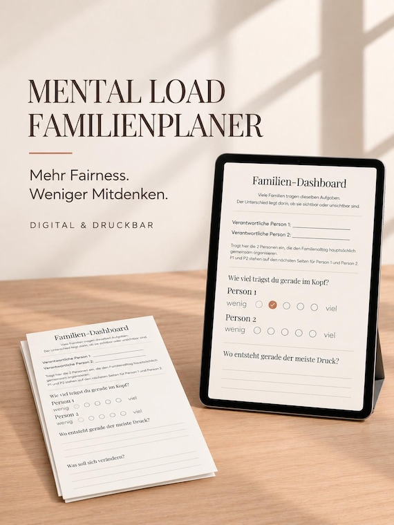 Mental Load Familienplaner PDF – Aufgaben fair verteilen & unsichtbare Care-Arbeit sichtbar machen