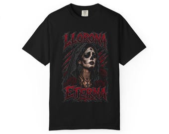 La Llorona Skull Illustration T-shirt | Gothic Dia de los Muertos Shirt