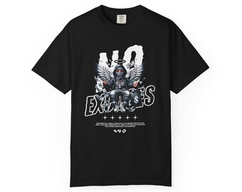 No Excuses T-shirt | Grim Reaper Winged Skull Graphic