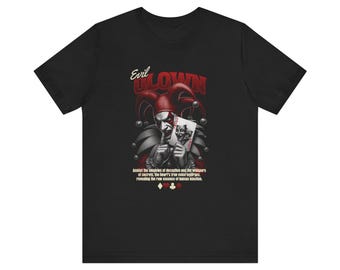 Evil Clown Joker playing card tee | Horror Clown T-Shirt, Gothic Jester Design