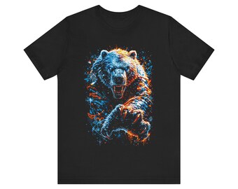 Roaring Fire and Ice Bear T-Shirt | Fierce Grizzly Graphic Tee