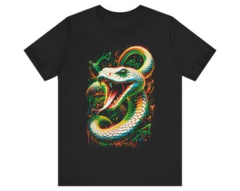 Venomous Snake Illustration Tee | Neon Serpent Graphic Shirt