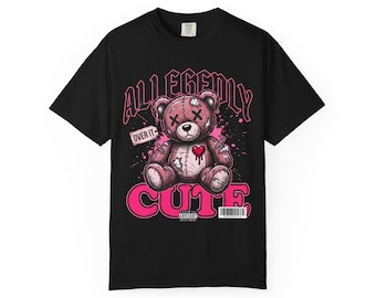 Edgy Teddy Bear Graphic Tee | Soft Cotton, Rebellious Art (6.1 oz)
